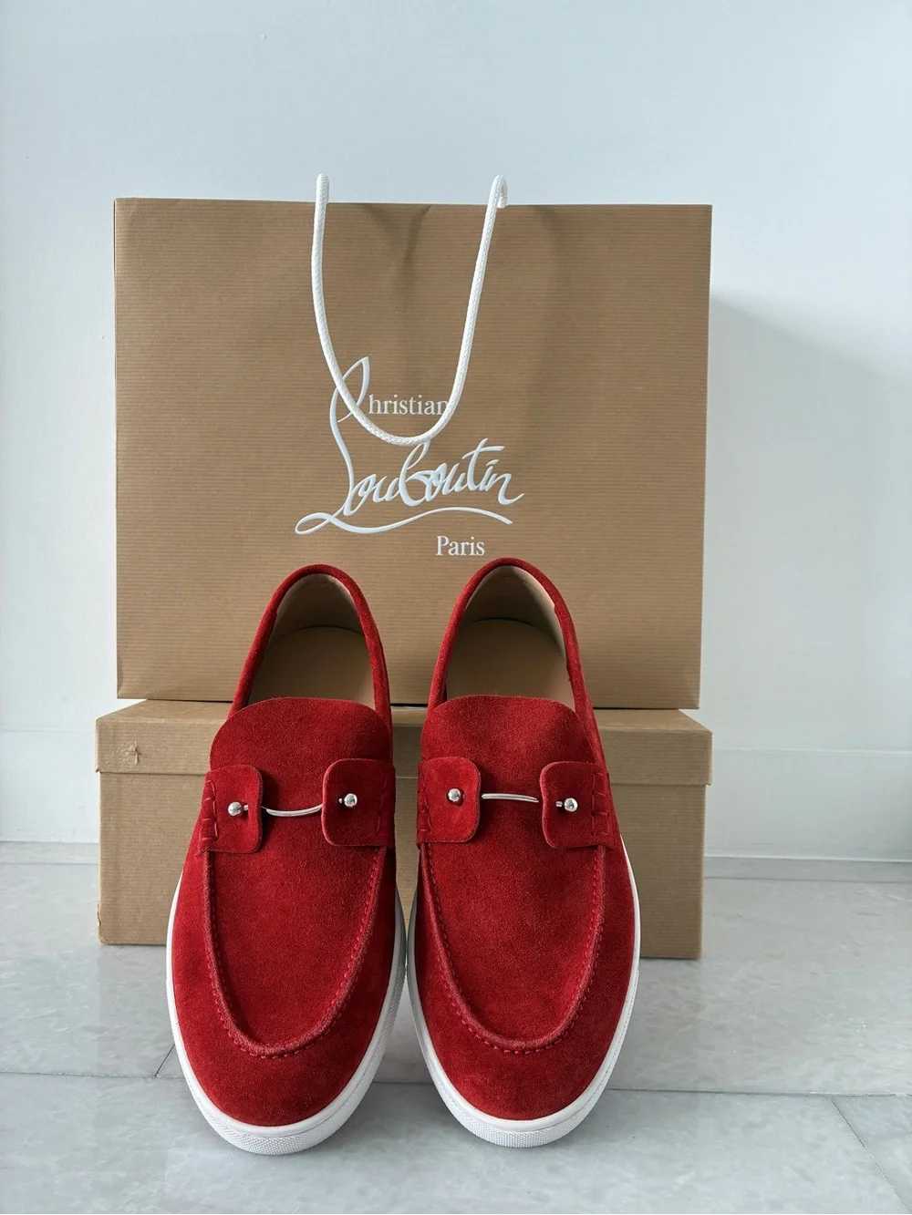 Christian Louboutin Men's Chambeliboat Nubuck Boat Shoes size 11 (44)